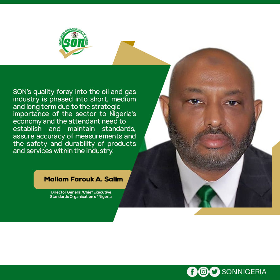 SON strategises to enhance quality in the Oil, Gas Sector